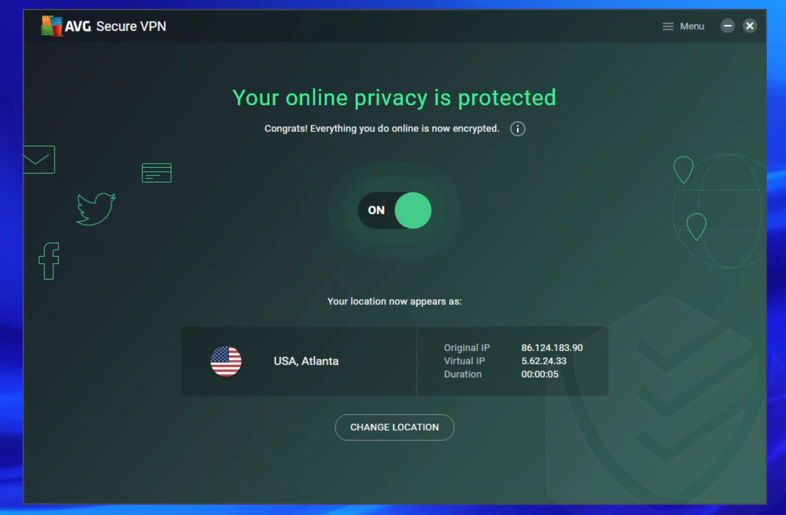 VPN main window